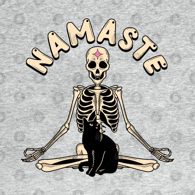 Yoga Namaste Black Cat in pink by The Charcoal Cat Co.